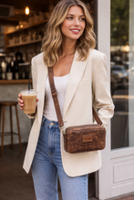 Load image into Gallery viewer, The Mesa crossbody in brown croc