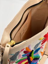 Load image into Gallery viewer, LIMITED EDITION Medium Tote Otomi Birds Mexican Multi-Color Hand Embroidery Natural Leather Cowhide Tote Bag + Adjustable Shoulder Tote Crossbody Strap