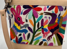 Load image into Gallery viewer, LIMITED EDITION Medium Crossbody Otomi Mexican Multi-Color Embroidery On Natural Leather Bag + pocket &amp; adjustable strap — Jackson Place Collection