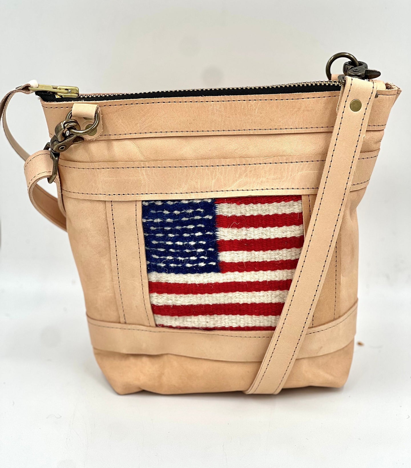 LIMITED EDITION USA — American Flag Midsize Adjustable Shoulder Strap Crossbody Bag + Outside Pocket - Jackson Place Collection
