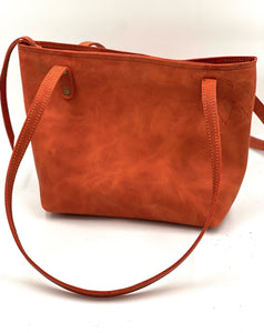 Medium Orange Tan Leather Tote Bag