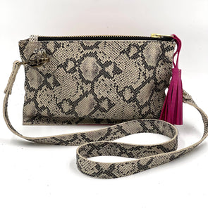 Snake Embossed Leather with Pink Tan Leather Crossbody