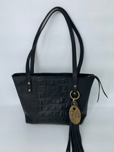 Load image into Gallery viewer, Medium Black Embossed Leather Tote Bag