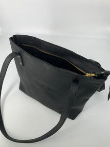 Medium Black Embossed Leather Tote Bag