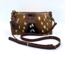 Load image into Gallery viewer, Small Axis Deer Hair-on-Hide Leather Crossbody / Clutch Flat Bag
