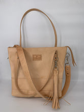 Load image into Gallery viewer, Large Natural Leather Tote + Embossed Bag Strap