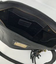 Load image into Gallery viewer, Large Black Leather Tote + Black Embossed Band