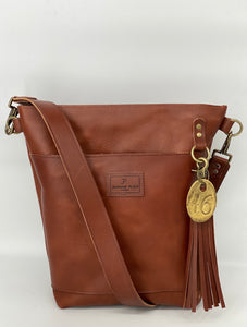 Large Wickett & Craig Leather Cognac Bucket Bag