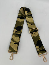 Load image into Gallery viewer, Metallic Camo Adjustable Woven Bag Strap - Camouflage Green/Black