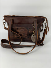 Load image into Gallery viewer, Medium Brown Leather Tote Bag with Outside Front Pocket