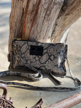Load image into Gallery viewer, Medium Snake Embossed Leather Flat Crossbody