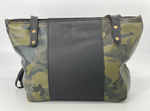Medium Camo Leather Tote Bag