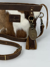 Load image into Gallery viewer, Small Brown &amp; White Hair-on-Hide Cowhide Leather Tote Crossbody