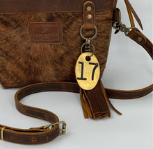 Load image into Gallery viewer, Small Brindle Hair-on-Hide Leather Crossbody Tote Bag