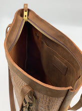 Load image into Gallery viewer, Large Bone Tan Embossed Leather Tote Bag