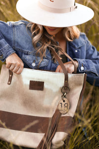 Large Blonde Palomino Hair-On-Hide & Leather Tote Bag