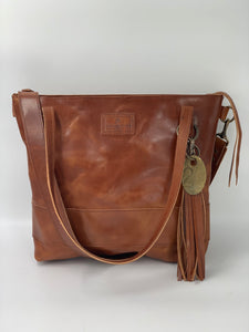 Large Buck Brown Leather Tote Bag