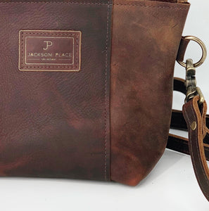 Brown Kodiak Leather Small Crossbody Tote Bag