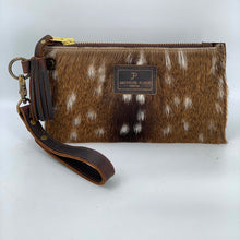 Load image into Gallery viewer, Axis Deer Hair-on-Hide Flat Leather Clutch / Wristlet Bag