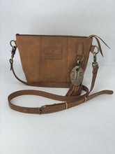 Load image into Gallery viewer, Small Light Brown Leather Crossbody Tote Bag