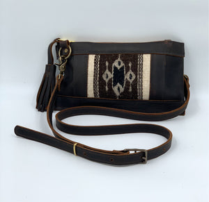 The Taos Collection Black Leather & Handwoven Flat Crossbody
