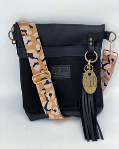 Blush Pink Animal Print Adjustable Woven Metallic Bag Strap - Leopard / Cheetah