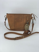 Load image into Gallery viewer, Small Light Brown Leather Crossbody Tote Bag