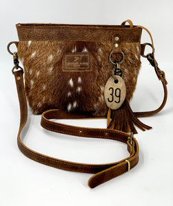 Axis Deer Hair-on-Hide Small Leather Tote Crossbody