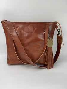 Large Buck Brown Leather Tote Bag