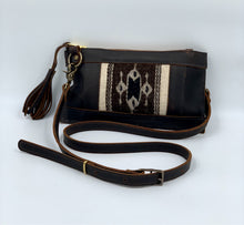 Load image into Gallery viewer, The Taos Collection Black Leather &amp; Handwoven Flat Crossbody