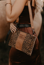 Load image into Gallery viewer, Hair-on-Hide Cheetah and Tan Leather Flat Crossbody