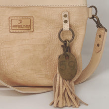 Load image into Gallery viewer, Medium Natural Embossed Leather Crossbody Tote Bag